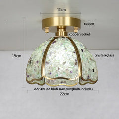 Ceiling light fixture with measurements and details on a gray background
