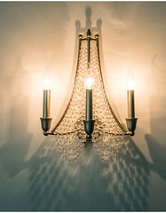 Gold Metal Crystal Cascade Wall Sconce with Candle Lights