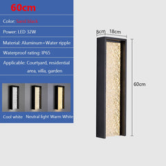 Grey Rectangular Waterfall Sconce Frosted Glass Shade IP60cm Glass
