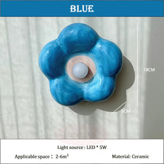 Ceramic Petal Wall Sconce Pink Blue Gradient Light