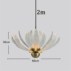 Acrylic Lotus Flower Pendant Light with Gold Finish Metal Frame