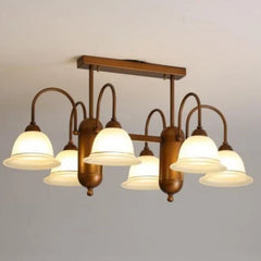 Brushed Gold Floral Chandelier Semi-Flush Ceiling Light