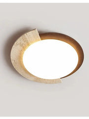 Oval Flush Mount Light with Stone Accent and Gold Metal Frame