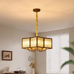 Brushed Gold Floral Pendant Light with Frosted Glass