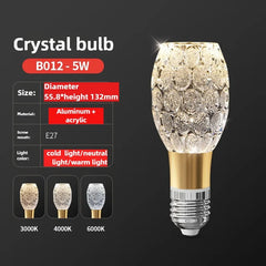 Acrylic Crystal LED Globe Bulb, 2700K–6500K E27