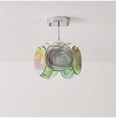 Artistic Swirl Glass Petal Pendant Light Fixture with Chrome Base