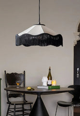 Fabric Fringe Pendant Light White Black Art Deco Style