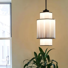 Tiered Gold Frame Pendant Light with Frosted Acrylic Shades