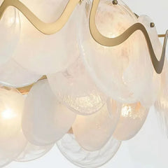 Gold Wave Chandelier with Clear Glass Disc Shades and Brass Accents