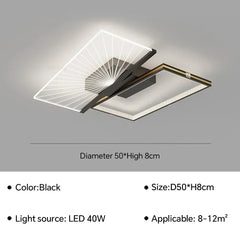 Modern Geometric Frame LED Ceiling Light Black Finish