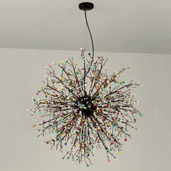 Starburst Pendant Light with Colorful Ceramic Flower Accents