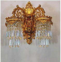 Gold Multi-Arm Crystal Wall Sconce Light