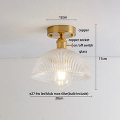 Ceiling light fixture with measurements on a white background
