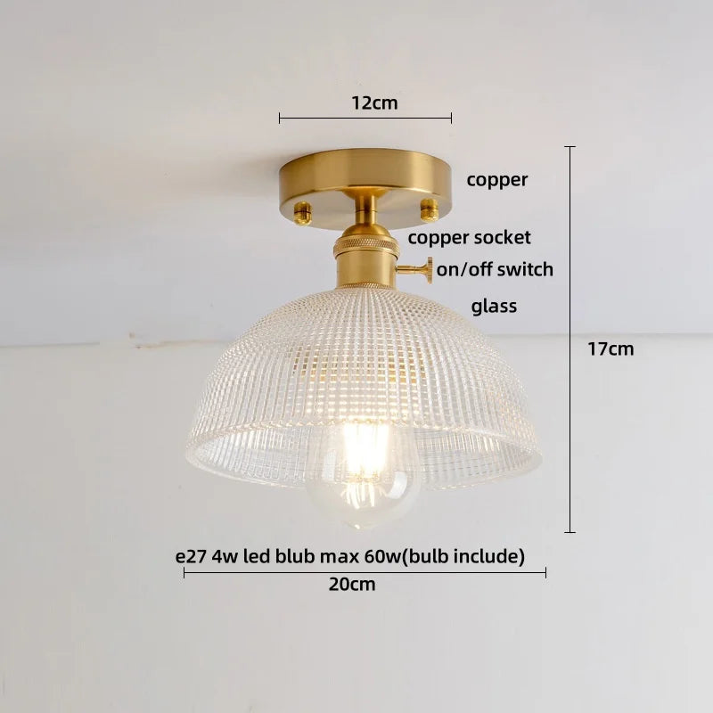 Ceiling light fixture with measurements on a white background