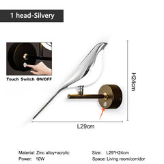 Wall-mounted light fixture with dimensions and features on a white background