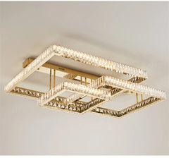 Gold Crystal Geometric Flush Mount Ceiling Light
