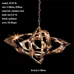 Geometric Rose Gold Crystal Chandelier Light Fixture Pendant