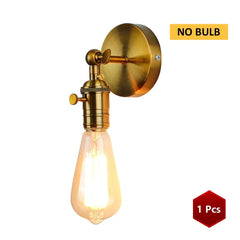 Gold Industrial Adjustable Folding Wall Sconce Exposed Bulb Design