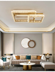 Gold Crystal Geometric Flush Mount Ceiling Light
