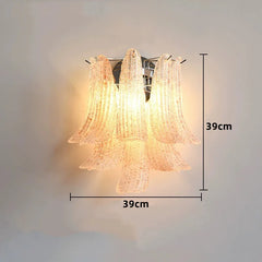 Chrome Finish Petal Glass Sconce with Pink Frosted Bell Shades