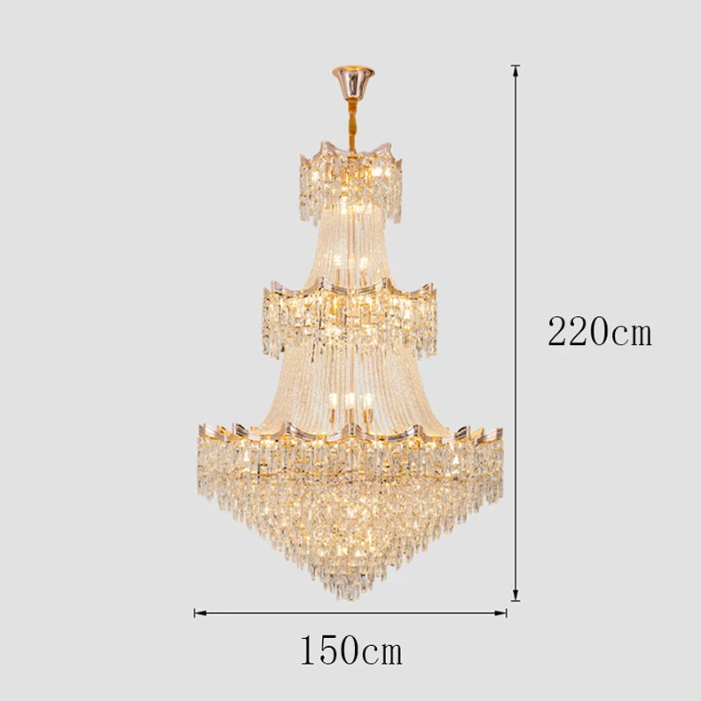 Chandelier with dimensions on a light gray background