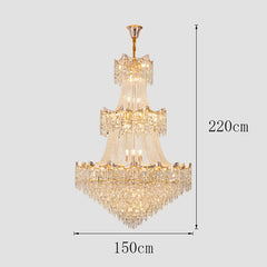 Chandelier with dimensions on a light gray background