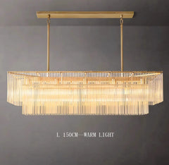 Chandelier with warm light on a gray background