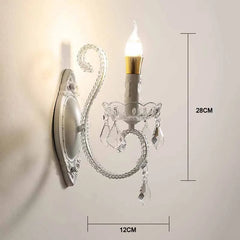 Gold Crystal Candelabra Wall Sconce Light with Ornate Metal Frame