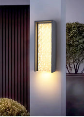 Grey Rectangular Waterfall Sconce Frosted Glass Shade IP60cm Glass
