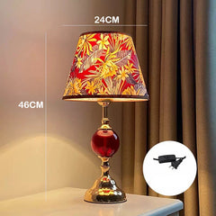 Brass Table Lamp with Floral Shade