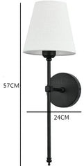 Brushed Gold Metal Farmhouse Wall Sconce with White Fabric Shade