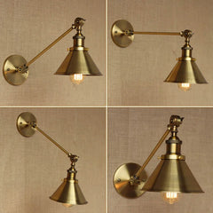 Brushed Gold Industrial Cone Shade Wall Sconce Light
