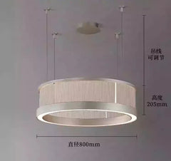 Modern Ring Pendant Light with Cracked Glass and Brushed Metal Finish