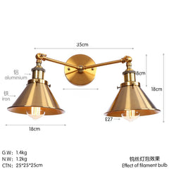 Brushed Gold Industrial Cone Shade Wall Sconce Light