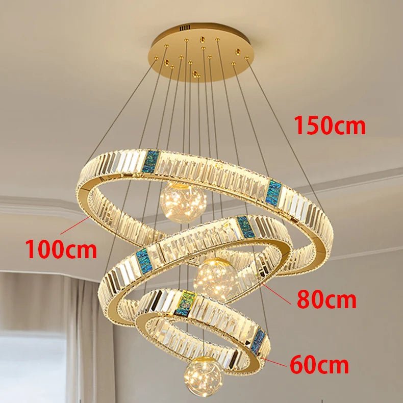 Chandelier with labeled dimensions on a neutral background