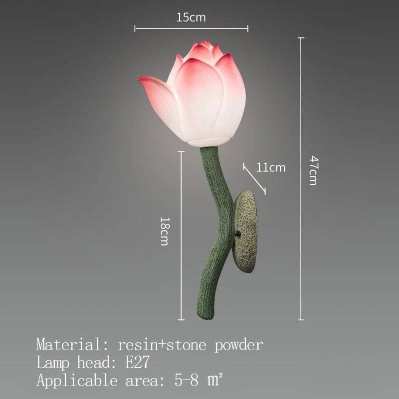 Wall-mounted lamp with dimensions and material details on a gray background