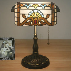 Stained Glass Table Lamp Mediterranean Baroque Bronze Desk Light