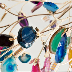 Gold Agate Slice Floral Chandelier Pendant Light