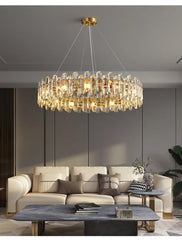 Gold Crystal Tiered Chandelier Hanging Pendant Light