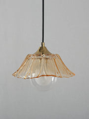 Glass Flower Pendant Light with Metal Accents Fixture