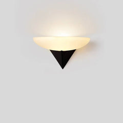 Black Geometric Triangle Base Frosted Oval Shade Sconce Light