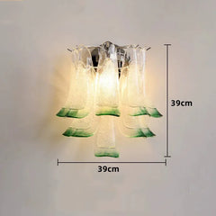 Chrome Finish Petal Glass Sconce with Pink Frosted Bell Shades