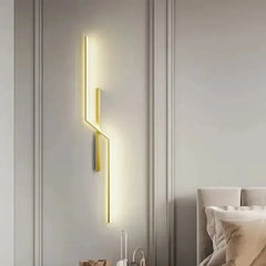 Modern Geometric LED Wall Sconce with Black Finish and Gold Accents