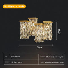 Gold Frame Crystal Waterfall Pendant Light with Cascading Strands
