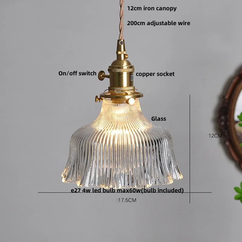 Pendant light with labeled components on a gray background