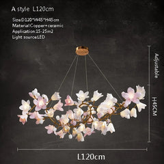 Copper Flower Multi-Arm Pendant Light Fixture