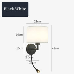 Wall lamp with dimensions labeled on a white background