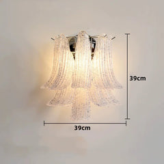 Chrome Finish Petal Glass Sconce with Pink Frosted Bell Shades