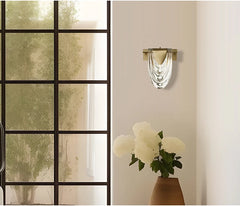 Gold Waterfall Wall Sconce with Sculptural Glass Shade