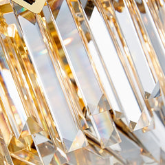 Gold Crystal Tiered Waterfall Chandelier with Geometric Accents